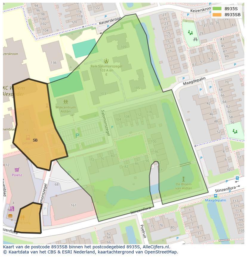 Afbeelding van het postcodegebied 8935 SB op de kaart.