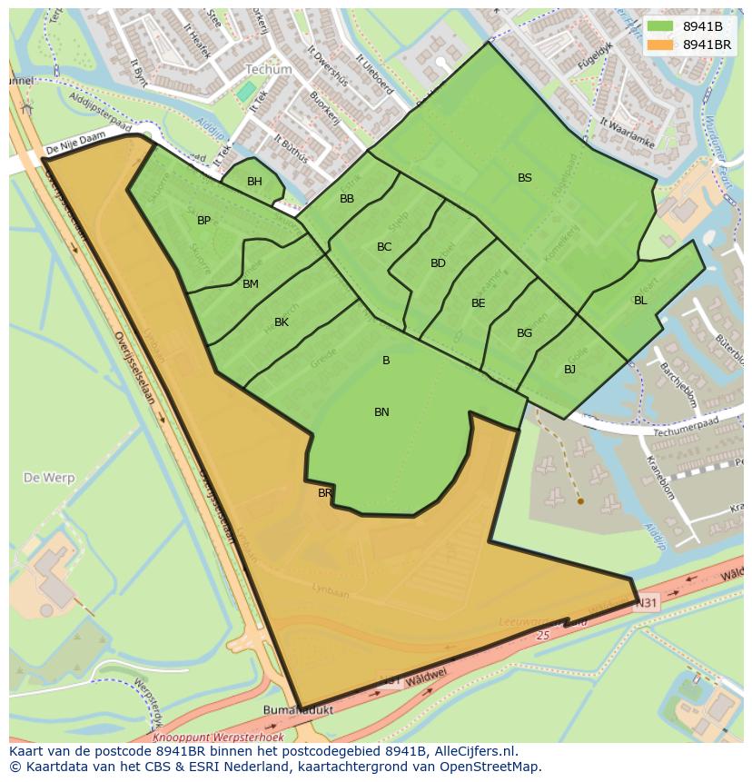 Afbeelding van het postcodegebied 8941 BR op de kaart.