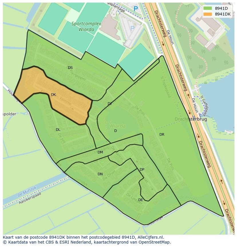 Afbeelding van het postcodegebied 8941 DK op de kaart.