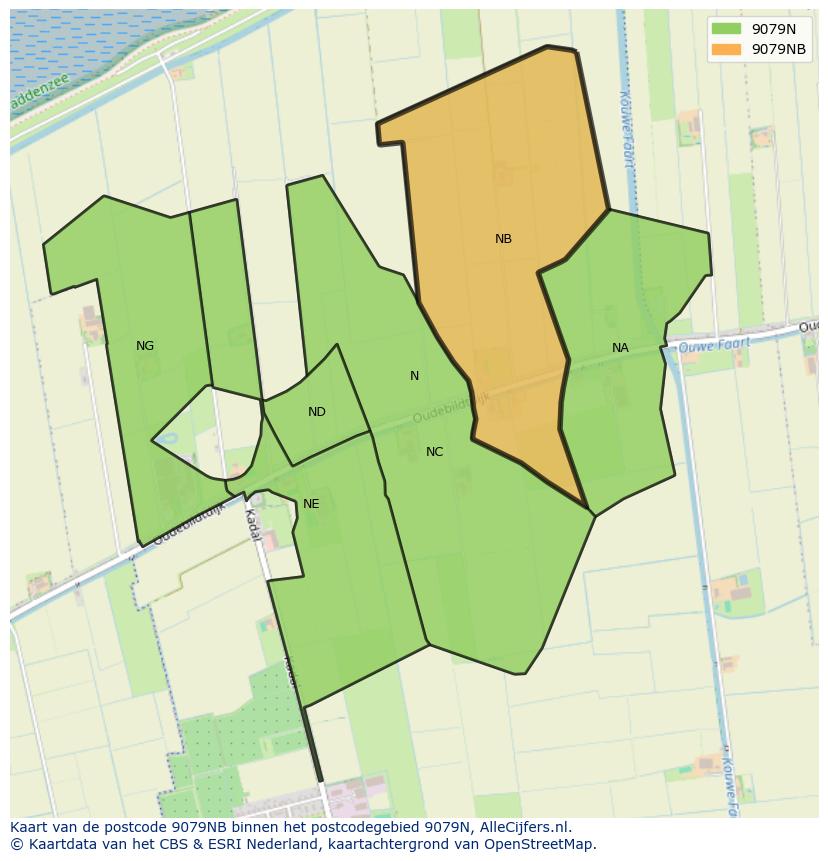 Afbeelding van het postcodegebied 9079 NB op de kaart.