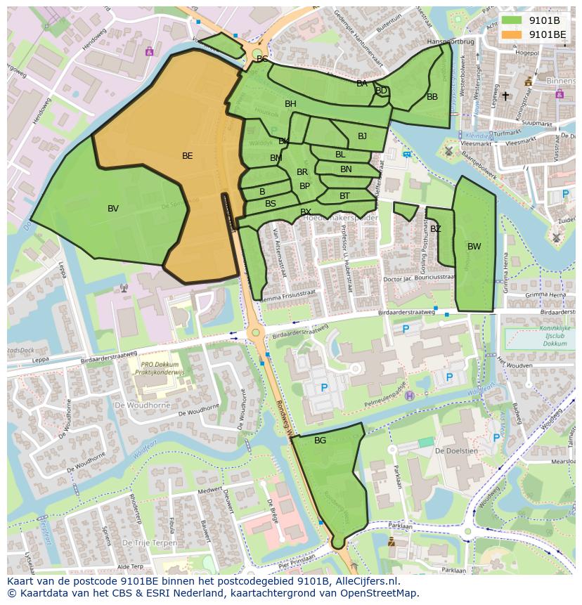 Afbeelding van het postcodegebied 9101 BE op de kaart.