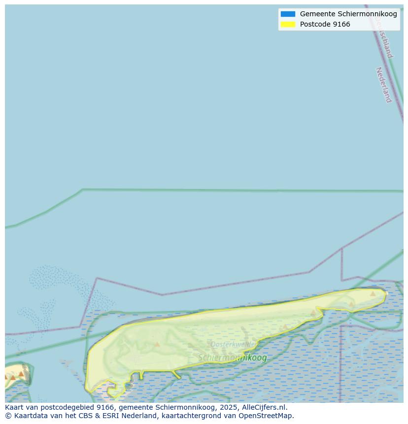 Afbeelding van het postcodegebied 9166 op de kaart.