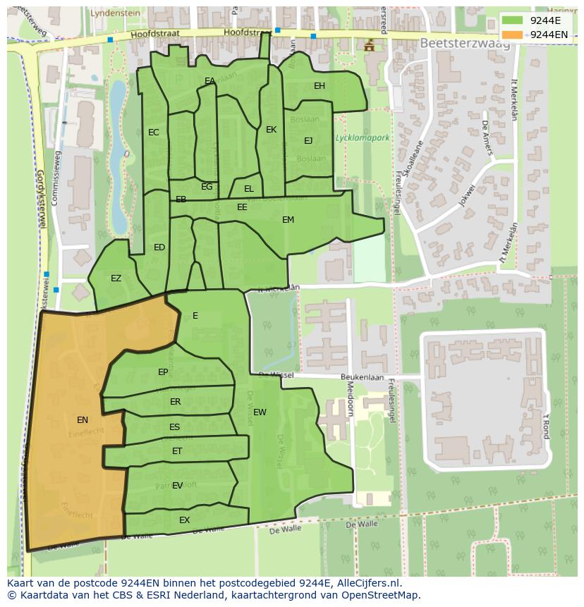 Afbeelding van het postcodegebied 9244 EN op de kaart.