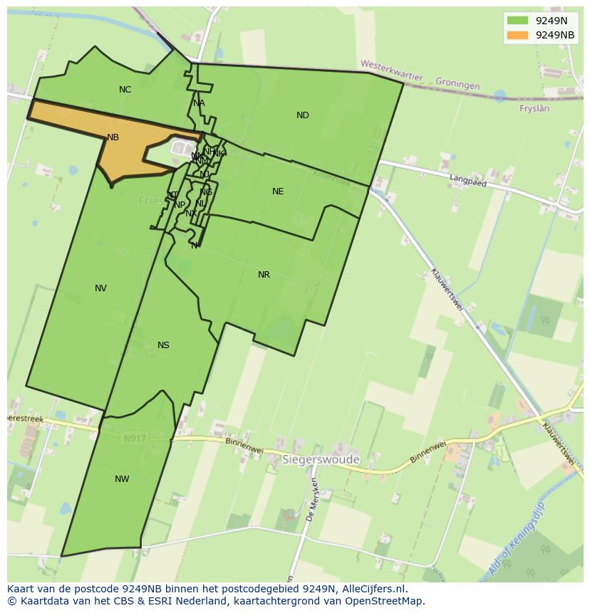 Afbeelding van het postcodegebied 9249 NB op de kaart.