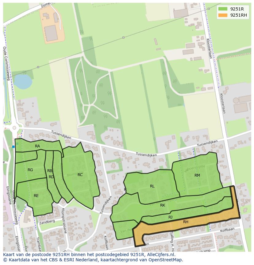 Afbeelding van het postcodegebied 9251 RH op de kaart.
