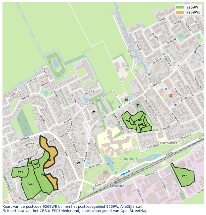 Afbeelding van het postcodegebied 9269 WE op de kaart.