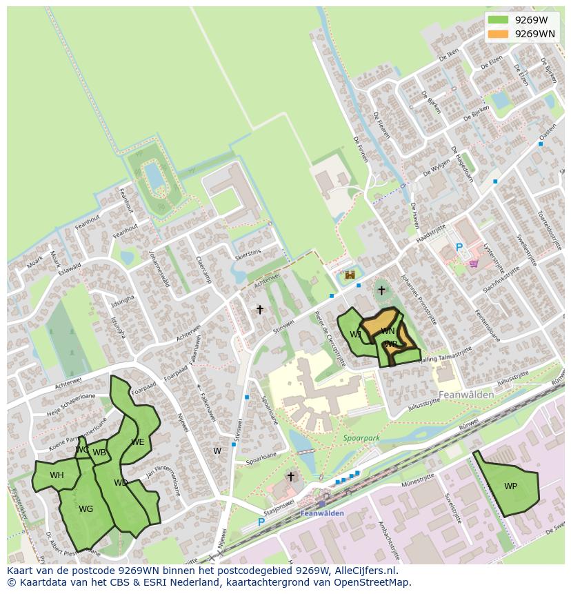 Afbeelding van het postcodegebied 9269 WN op de kaart.