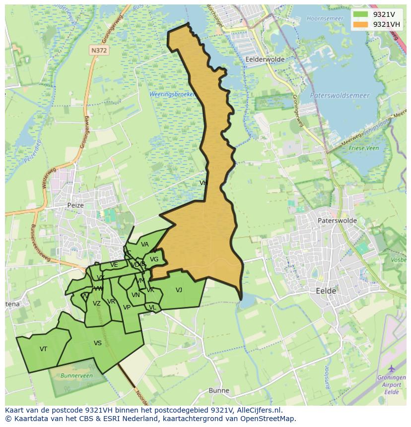 Afbeelding van het postcodegebied 9321 VH op de kaart.