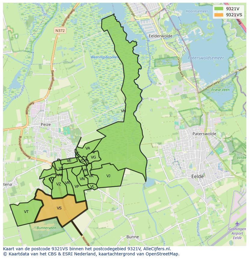 Afbeelding van het postcodegebied 9321 VS op de kaart.