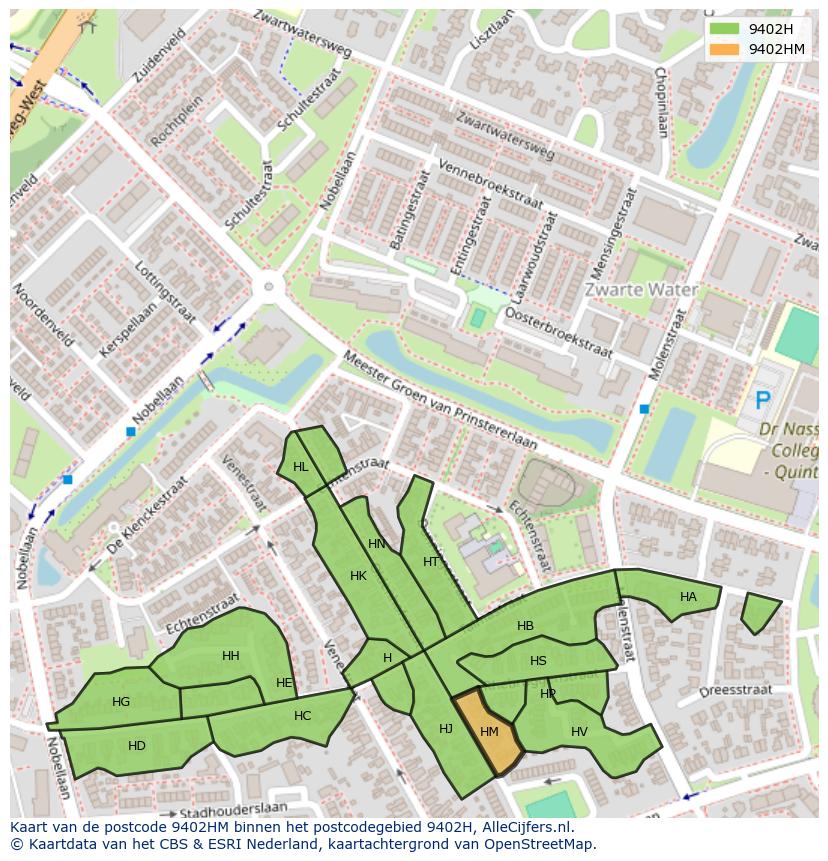 Afbeelding van het postcodegebied 9402 HM op de kaart.