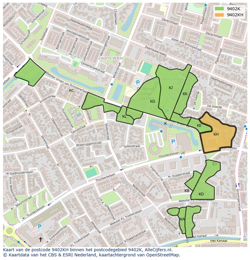 Afbeelding van het postcodegebied 9402 KH op de kaart.