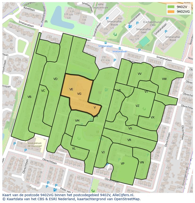 Afbeelding van het postcodegebied 9402 VG op de kaart.
