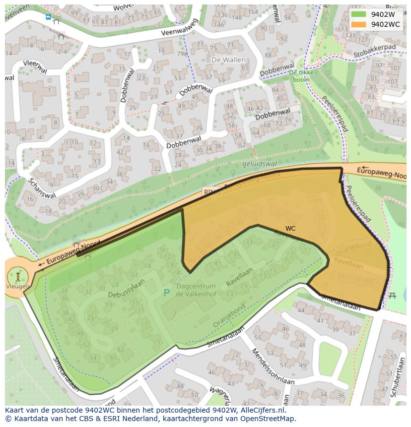 Afbeelding van het postcodegebied 9402 WC op de kaart.