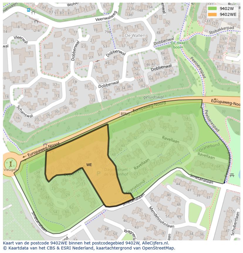 Afbeelding van het postcodegebied 9402 WE op de kaart.