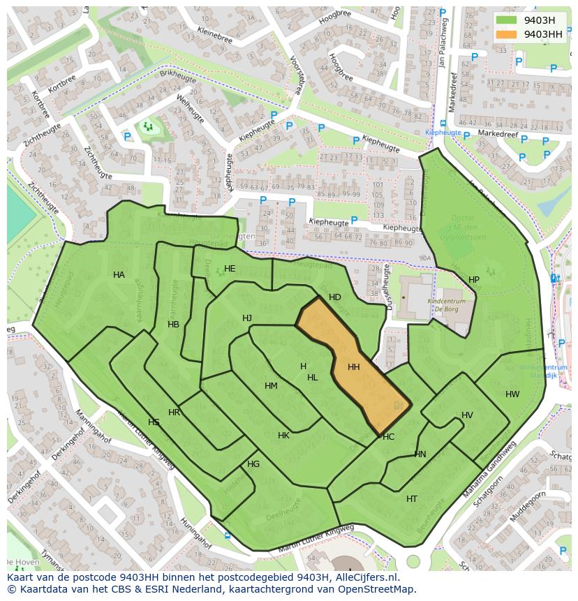 Afbeelding van het postcodegebied 9403 HH op de kaart.
