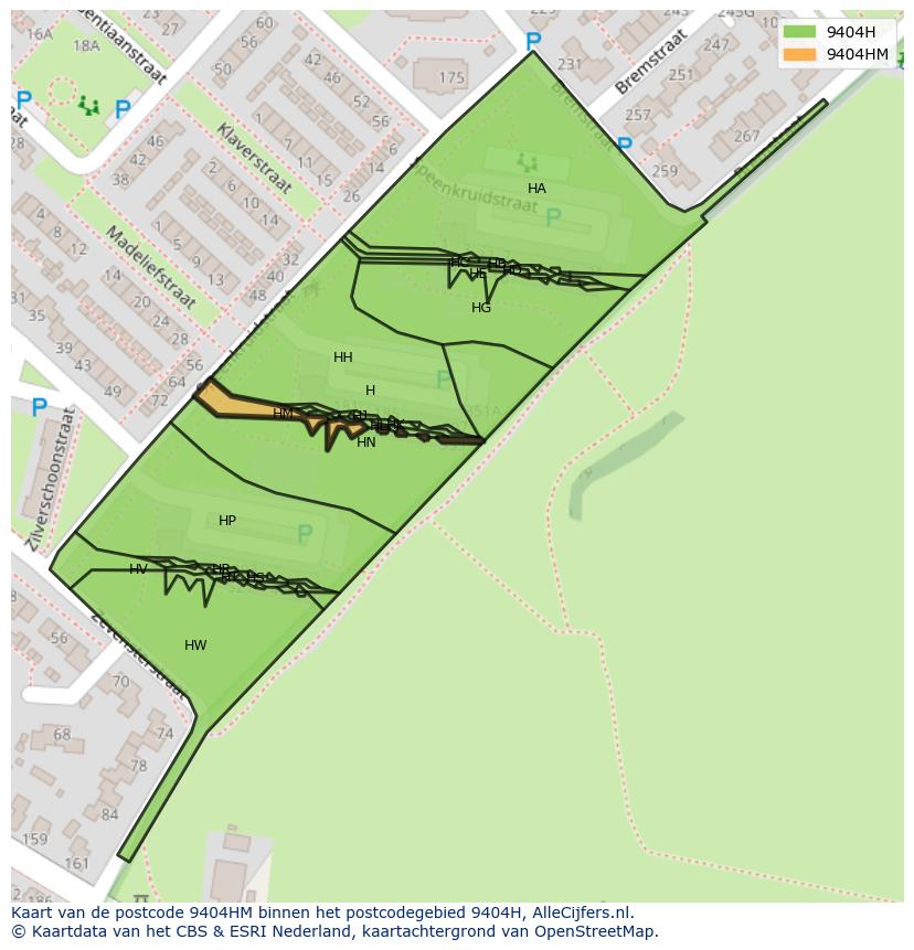 Afbeelding van het postcodegebied 9404 HM op de kaart.