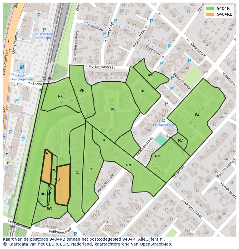 Afbeelding van het postcodegebied 9404 RB op de kaart.