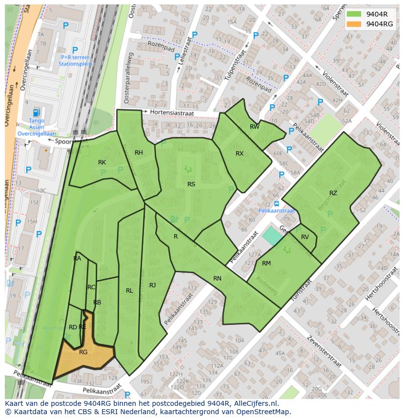 Afbeelding van het postcodegebied 9404 RG op de kaart.