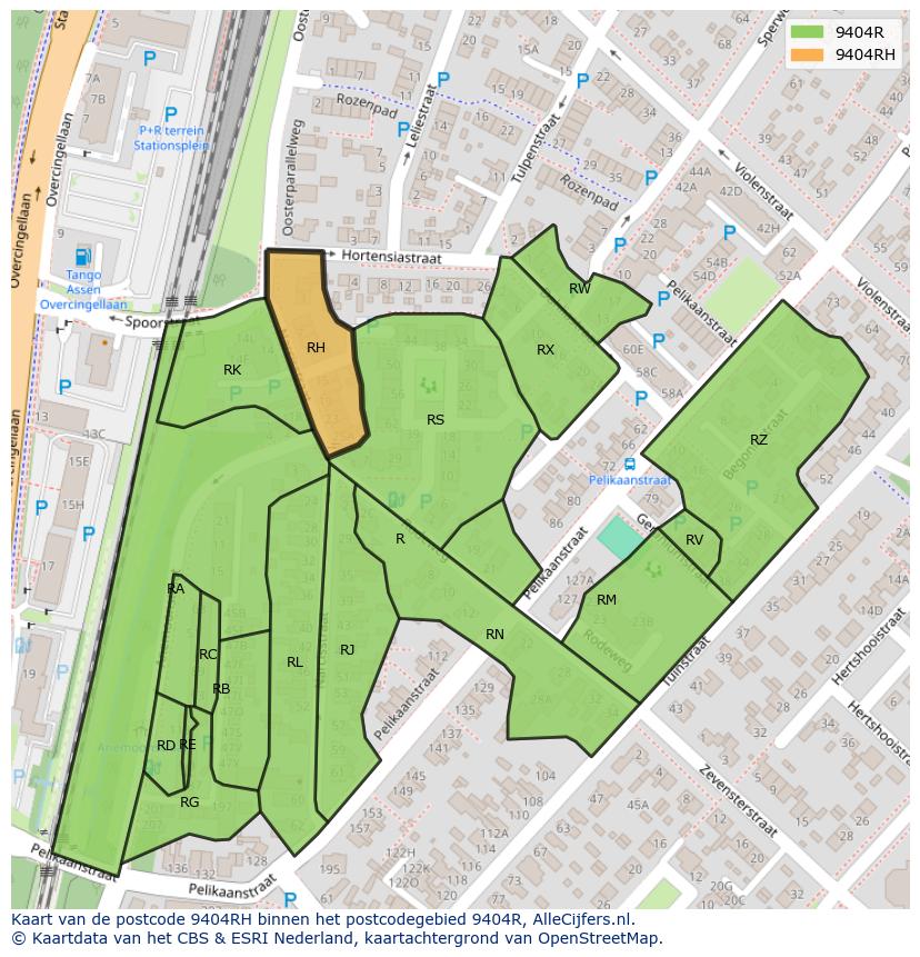 Afbeelding van het postcodegebied 9404 RH op de kaart.