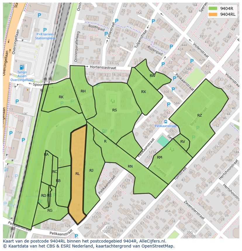 Afbeelding van het postcodegebied 9404 RL op de kaart.