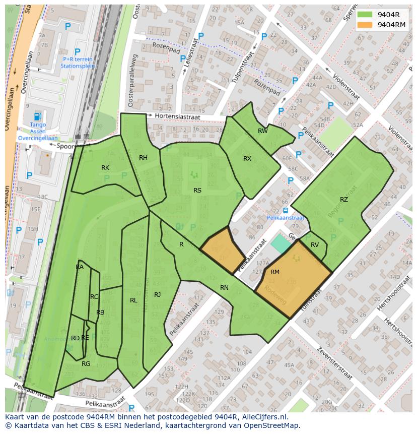 Afbeelding van het postcodegebied 9404 RM op de kaart.