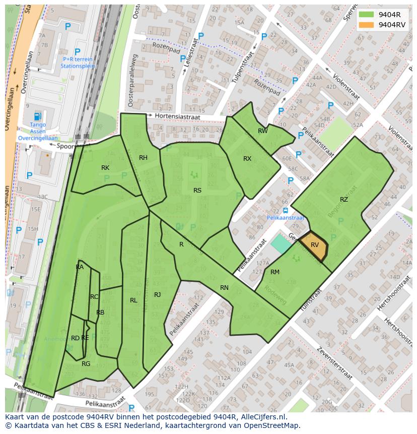 Afbeelding van het postcodegebied 9404 RV op de kaart.