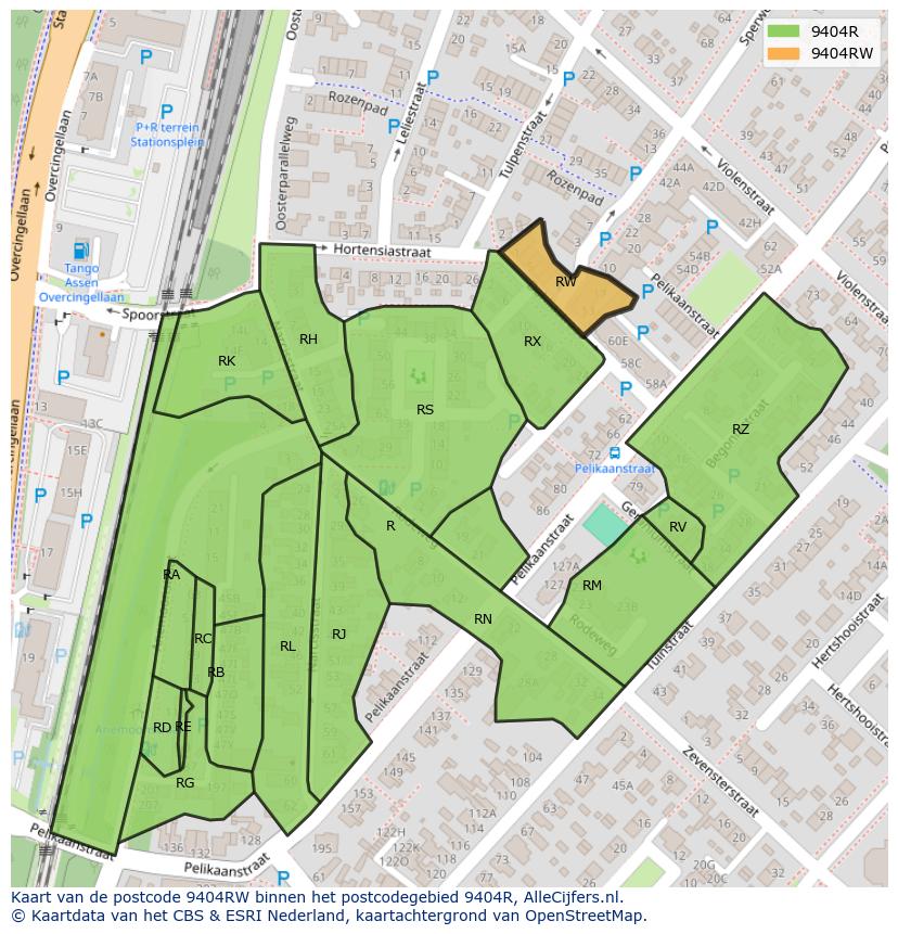 Afbeelding van het postcodegebied 9404 RW op de kaart.