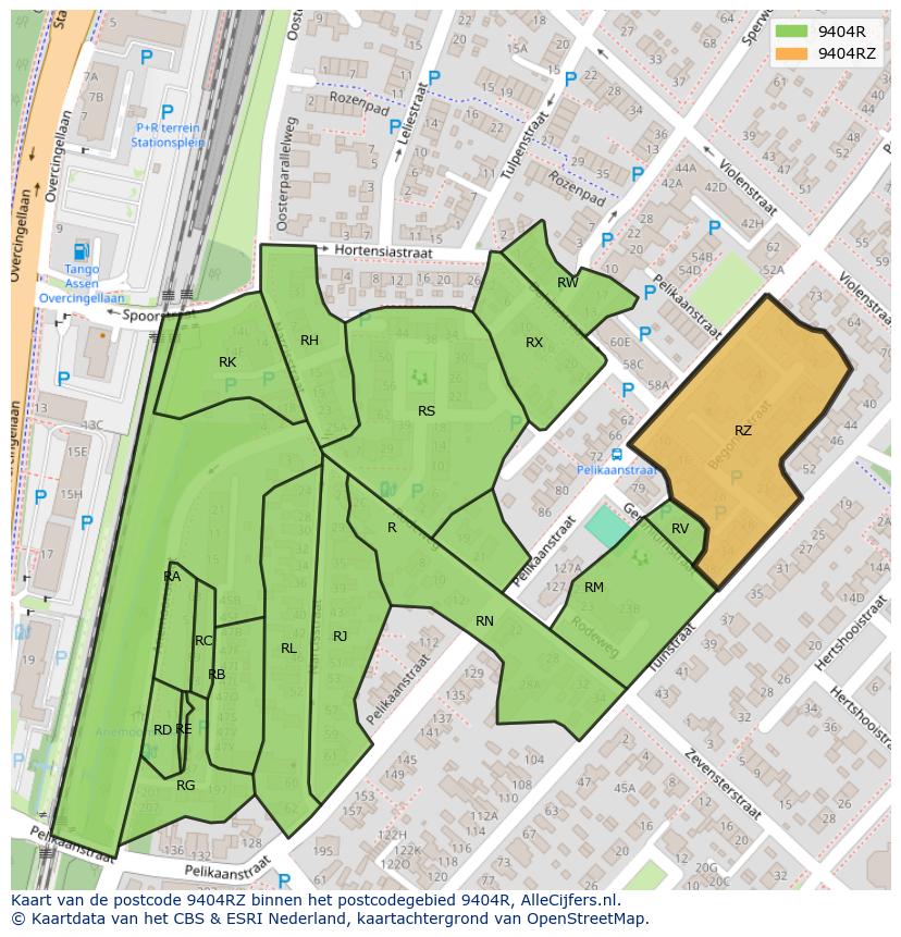 Afbeelding van het postcodegebied 9404 RZ op de kaart.