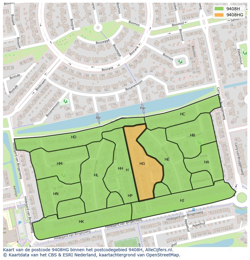 Afbeelding van het postcodegebied 9408 HG op de kaart.