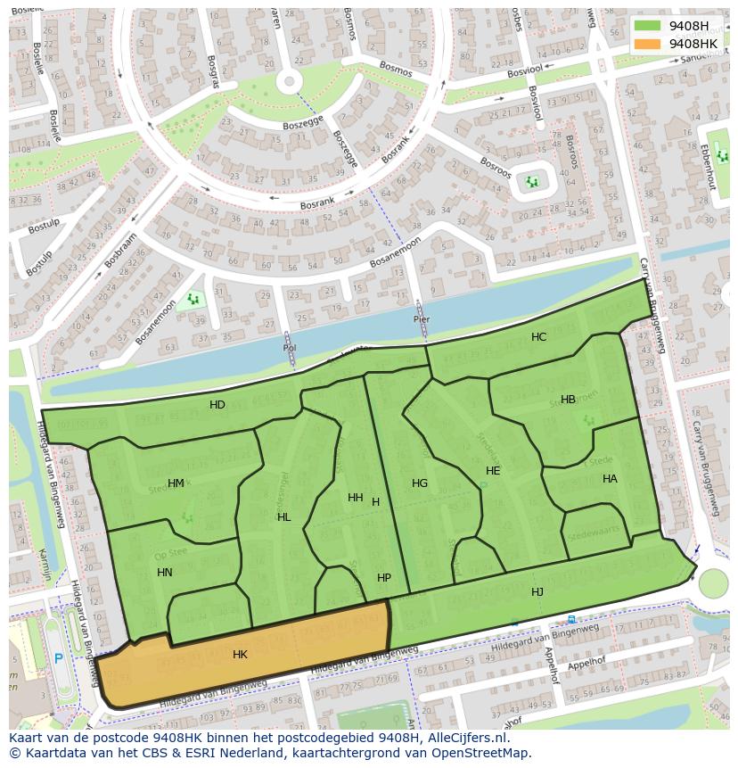 Afbeelding van het postcodegebied 9408 HK op de kaart.