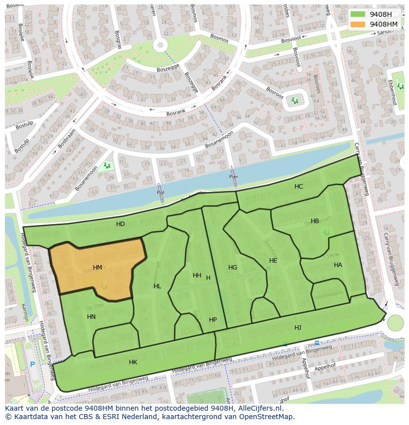 Afbeelding van het postcodegebied 9408 HM op de kaart.