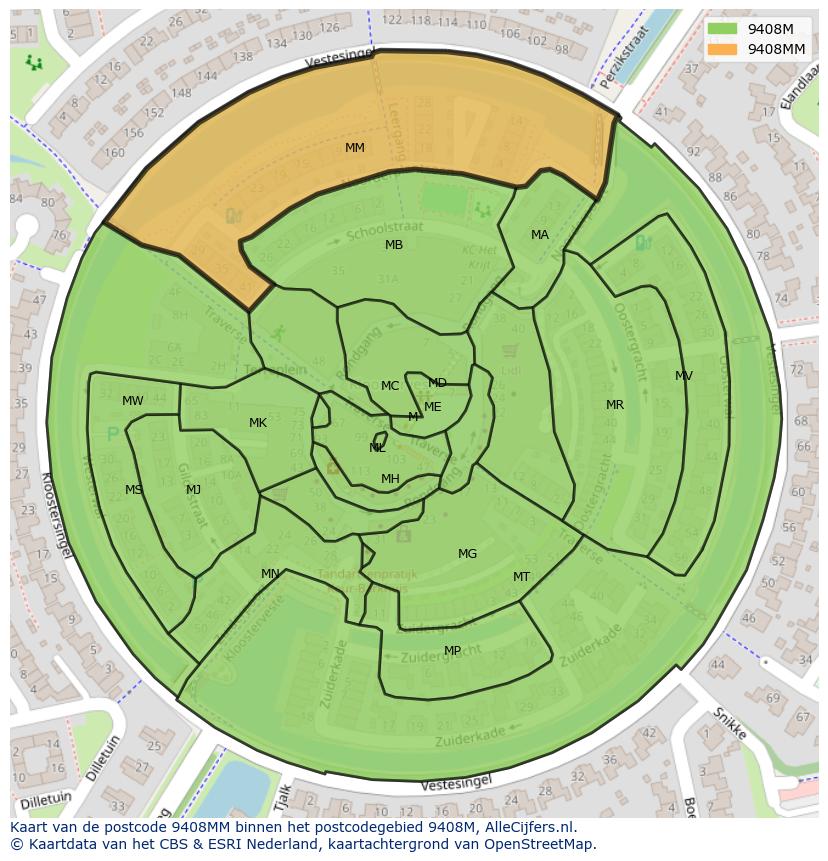 Afbeelding van het postcodegebied 9408 MM op de kaart.