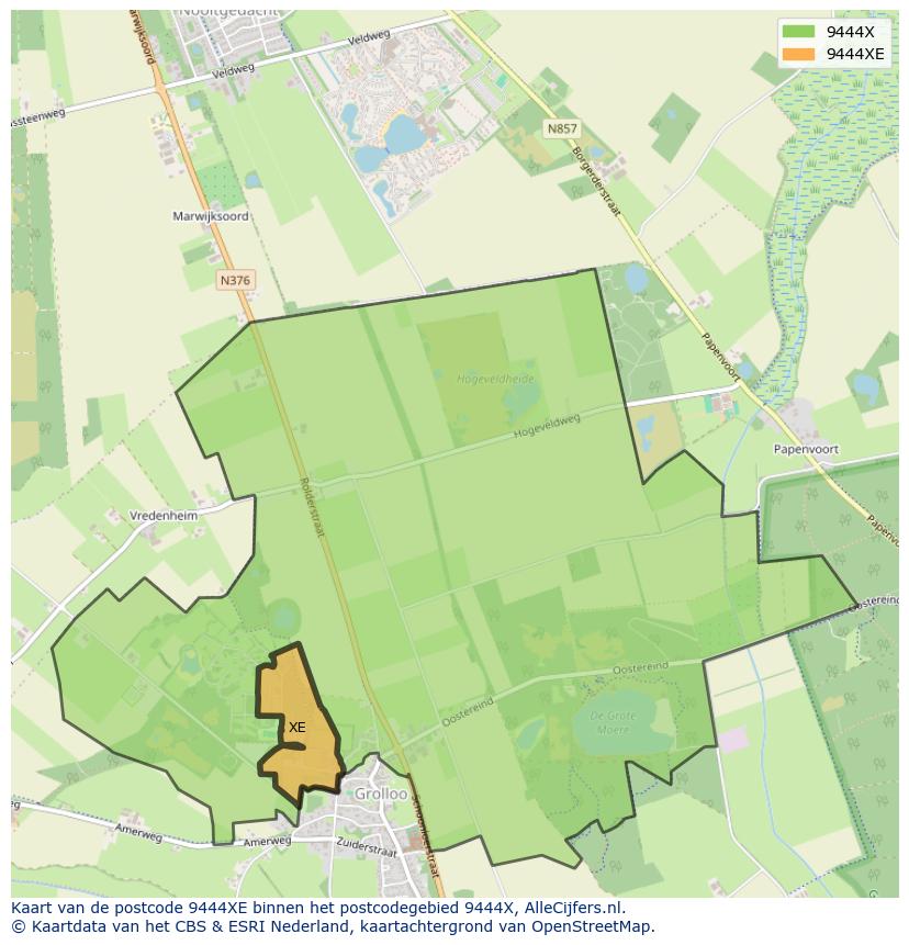 Afbeelding van het postcodegebied 9444 XE op de kaart.