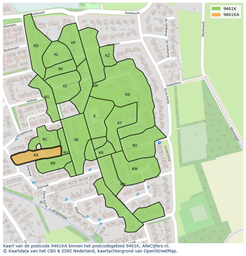 Afbeelding van het postcodegebied 9461 KA op de kaart.