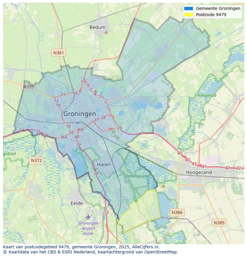 Afbeelding van het postcodegebied 9479 op de kaart.