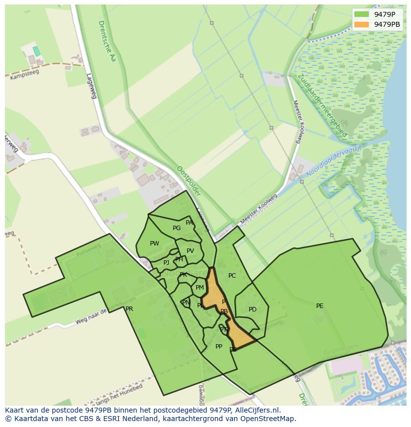 Afbeelding van het postcodegebied 9479 PB op de kaart.