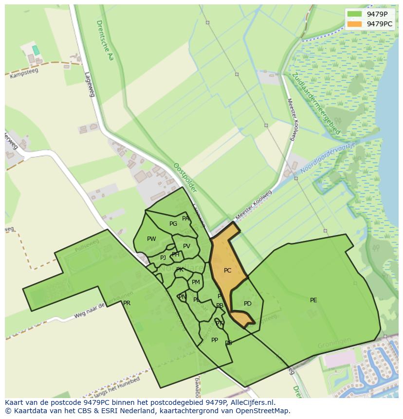 Afbeelding van het postcodegebied 9479 PC op de kaart.