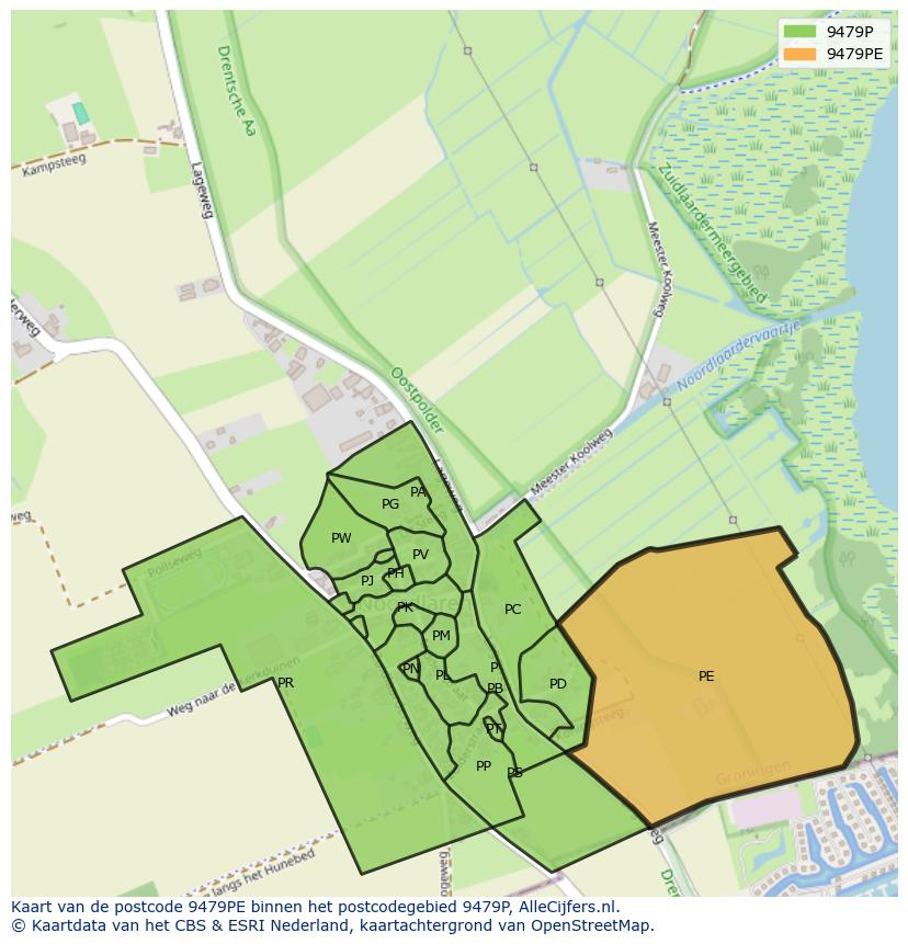 Afbeelding van het postcodegebied 9479 PE op de kaart.