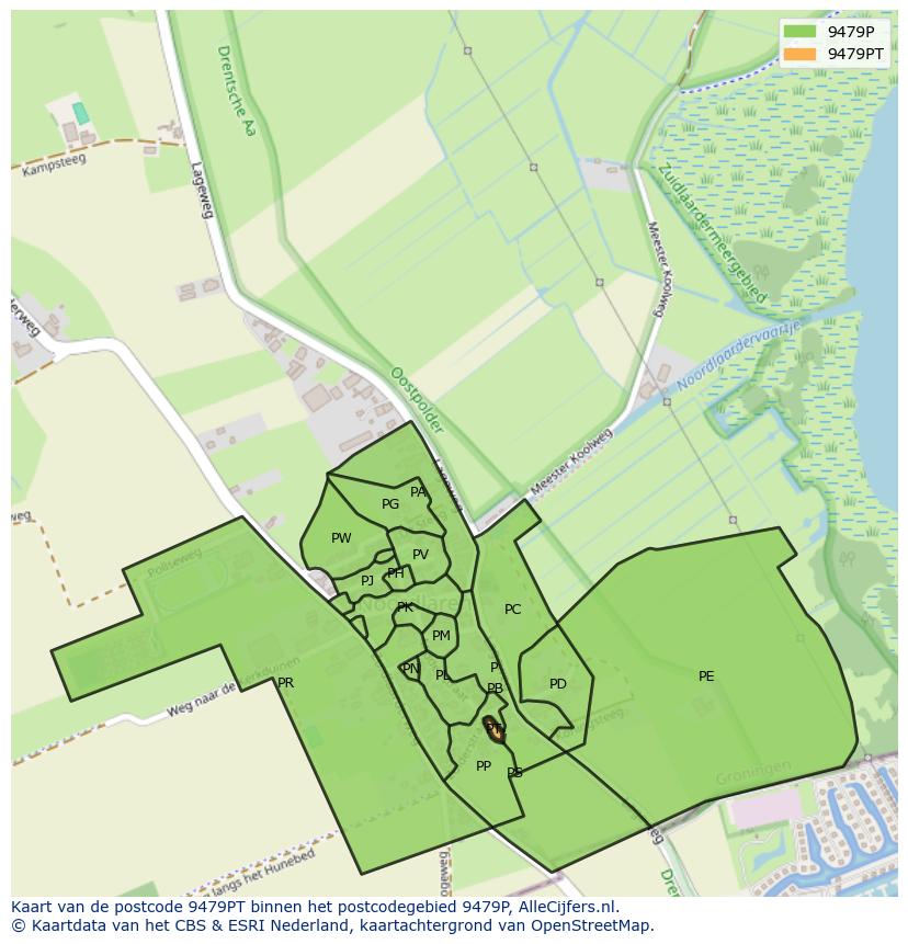 Afbeelding van het postcodegebied 9479 PT op de kaart.
