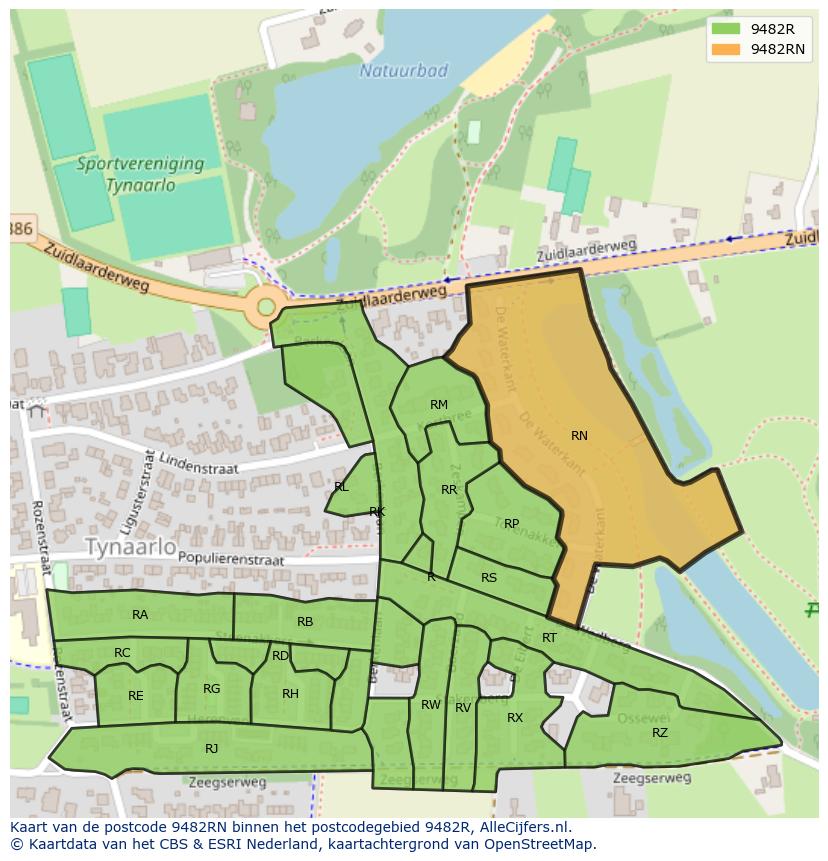 Afbeelding van het postcodegebied 9482 RN op de kaart.