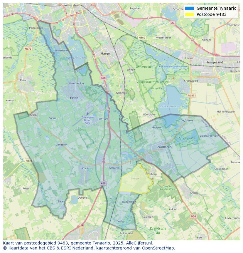 Afbeelding van het postcodegebied 9483 op de kaart.