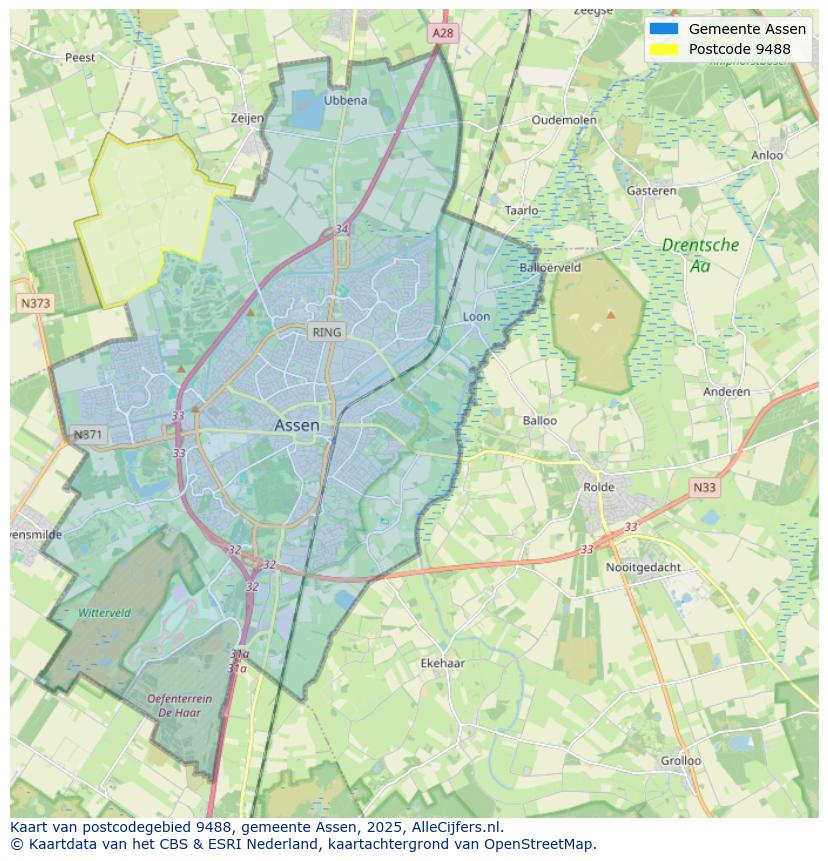Afbeelding van het postcodegebied 9488 op de kaart.