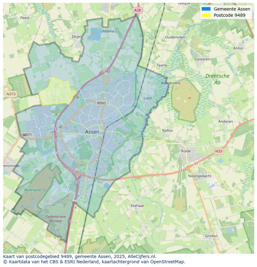 Afbeelding van het postcodegebied 9489 op de kaart.