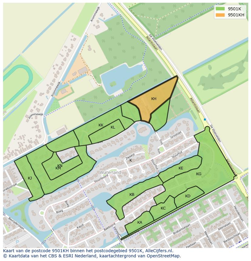 Afbeelding van het postcodegebied 9501 KH op de kaart.