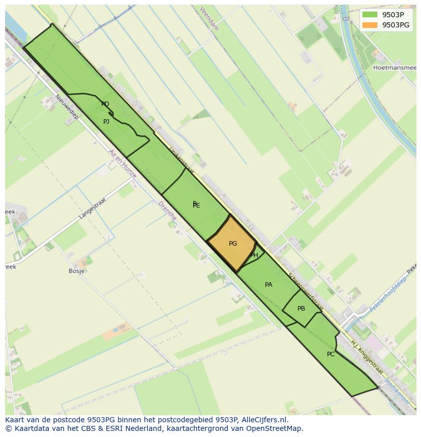 Afbeelding van het postcodegebied 9503 PG op de kaart.