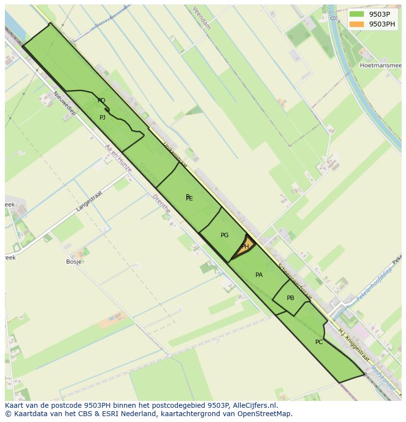 Afbeelding van het postcodegebied 9503 PH op de kaart.