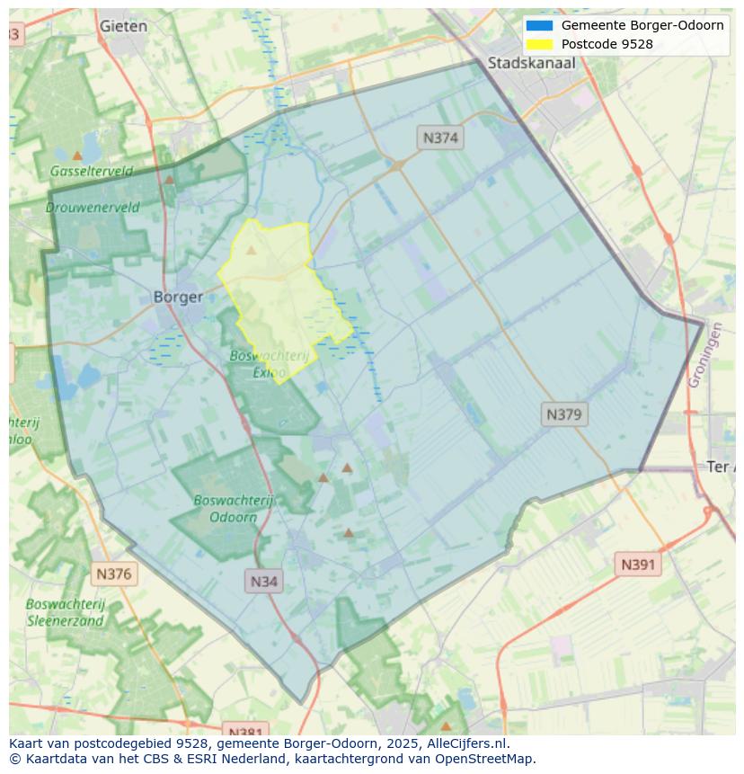 Afbeelding van het postcodegebied 9528 op de kaart.