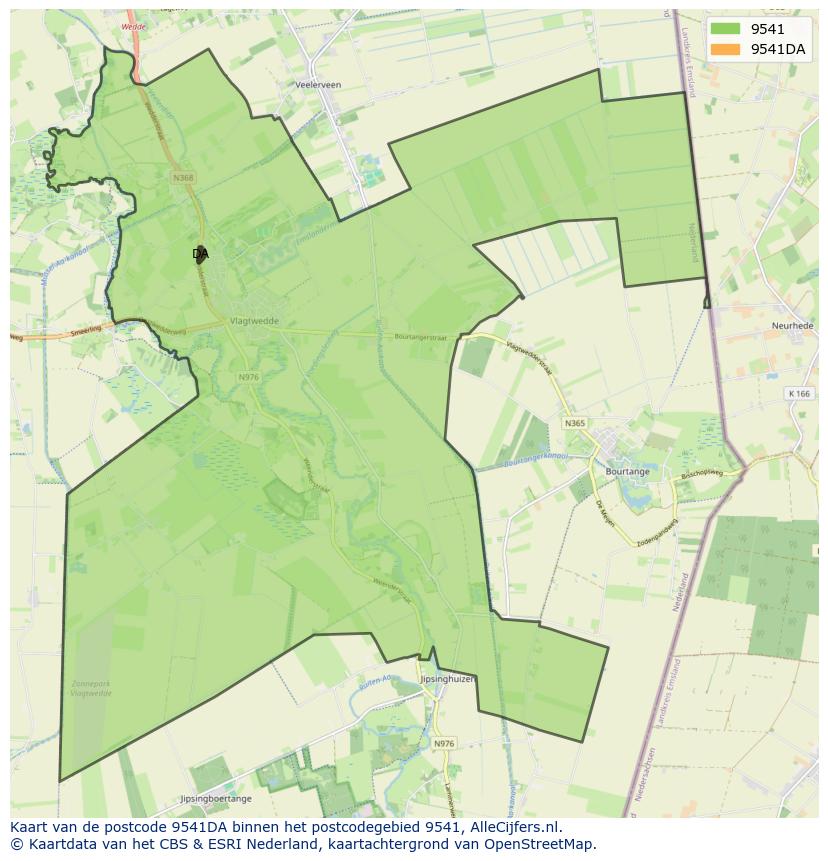 Afbeelding van het postcodegebied 9541 DA op de kaart.