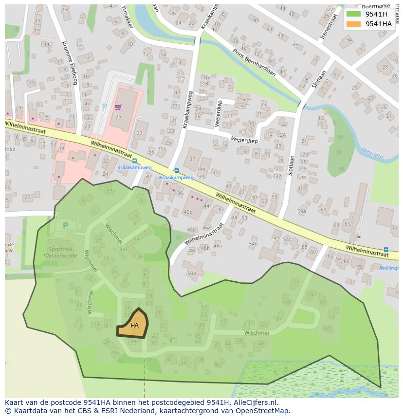 Afbeelding van het postcodegebied 9541 HA op de kaart.