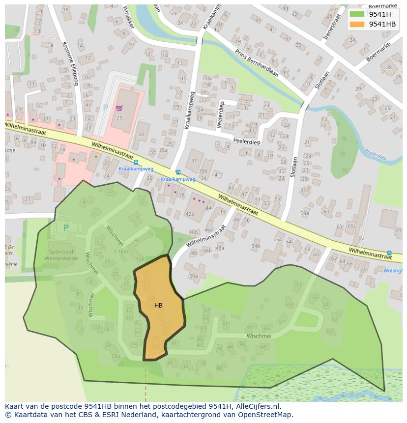 Afbeelding van het postcodegebied 9541 HB op de kaart.